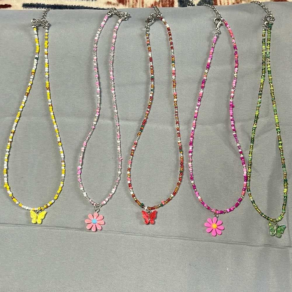 Butterflies and flowers necklaces for girls (5)